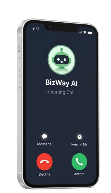 Incoming call from BizWay AI answered automatically